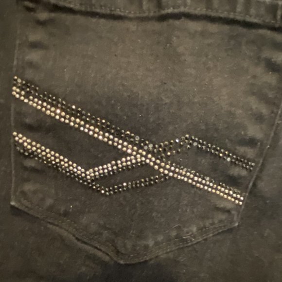 NYDJ -- Jeans, Black Straight Cut, Rhinestone Detail on Back Pockets - Picture 8 of 13
